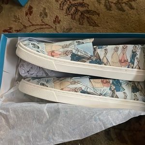 Toms x disney. Cinderella print. Slip on canvas shoes. Never worn